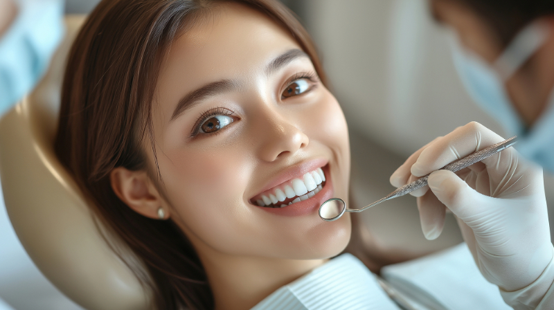 歯科医院を受診した笑顔の女性