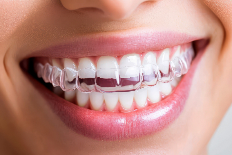 インビザライン矯正をして歯列が整った女性の口元