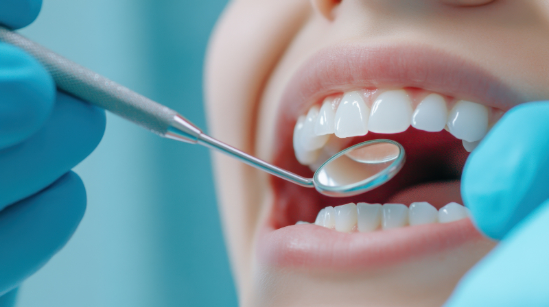 ホワイトニング前に虫歯の有無を確認する様子