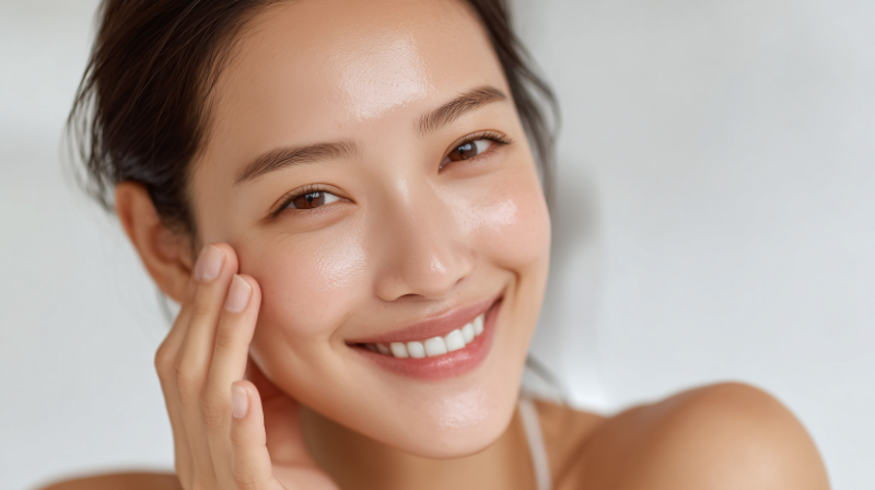 白い歯を見せて笑う女性